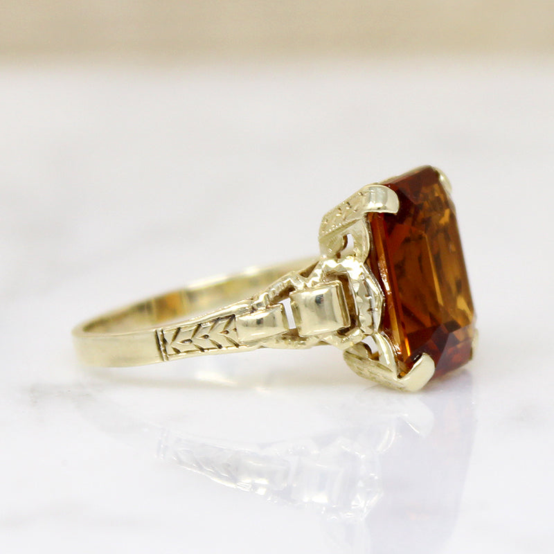 Charming Citrine Ring with Buckle Motif