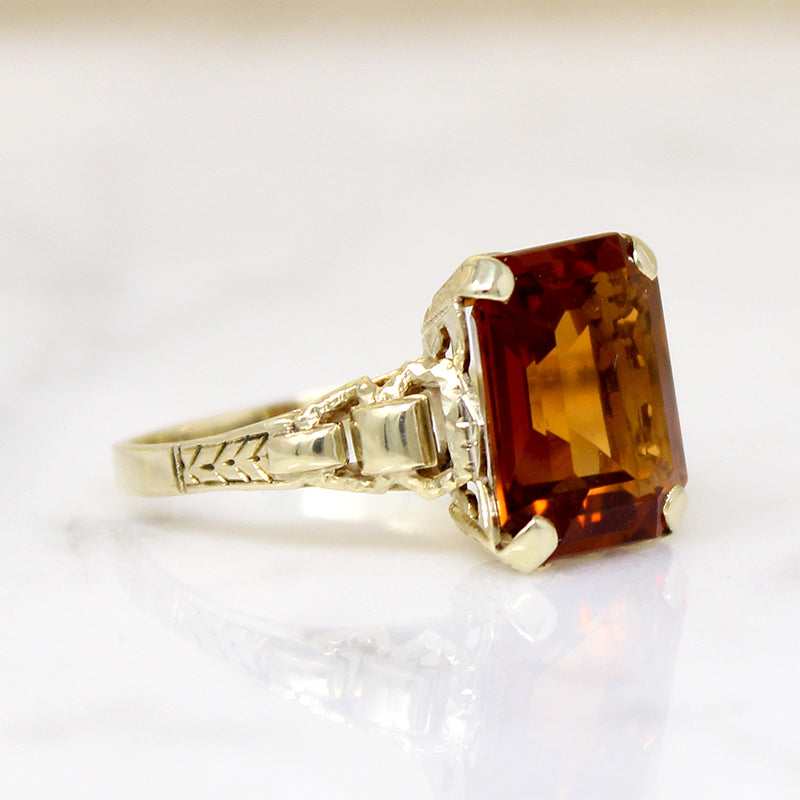 Charming Citrine Ring with Buckle Motif