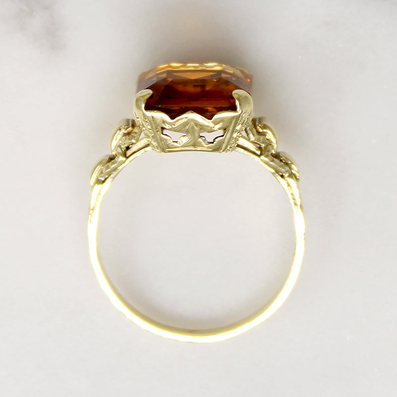 Charming Citrine Ring with Buckle Motif