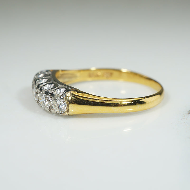 Five Diamond Two-Tone Gold Retro Band