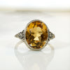 Romantic Citrine & White Gold Filigree Ring