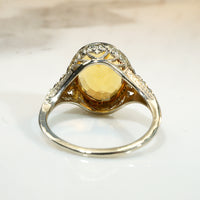 Romantic Citrine & White Gold Filigree Ring