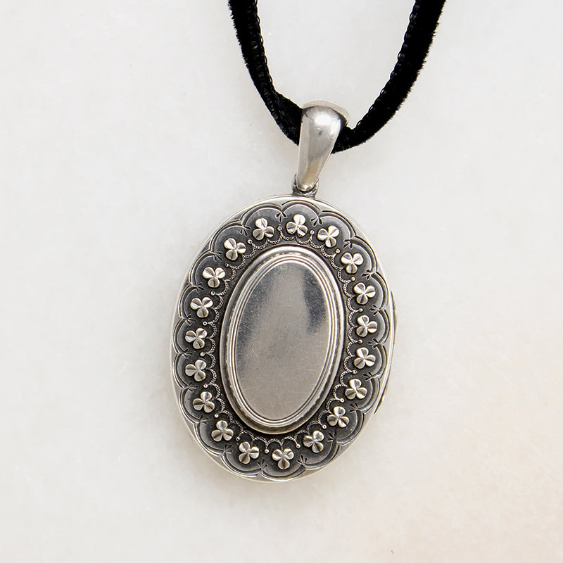 Mid Victorian Sterling Silver Shamrock Locket