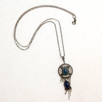 Austro-Hungarian Lapis and Pearl Fringed Pendant