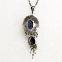 Austro-Hungarian Lapis and Pearl Fringed Pendant