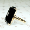 Beveled Black Onyx Ring with Diamond Accent