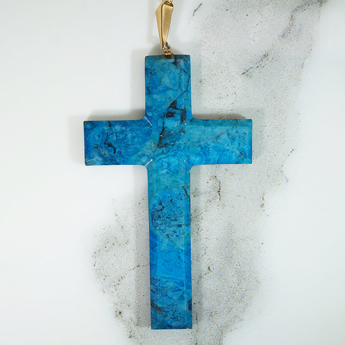 Showstopping Victorian Sodalite Cross with Gold Fittings