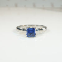 French Cut Sapphire in Recycled Platinum Solitaire