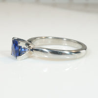 French Cut Sapphire in Recycled Platinum Solitaire