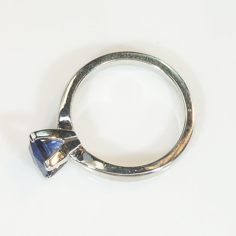 French Cut Sapphire in Recycled Platinum Solitaire