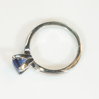 French Cut Sapphire in Recycled Platinum Solitaire