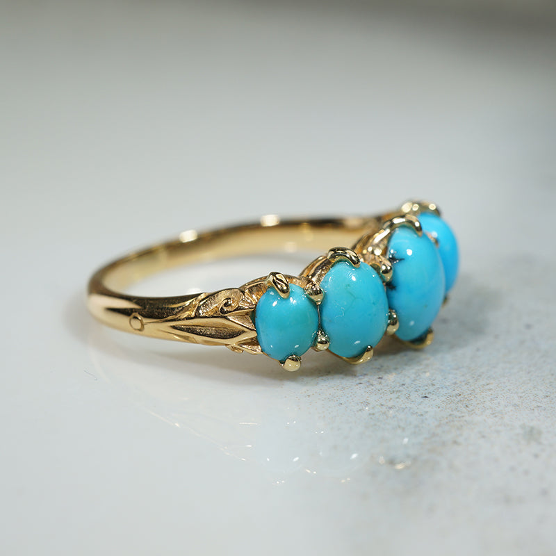 Delicious Persian Turquoise 18k Gold 19thc Ring