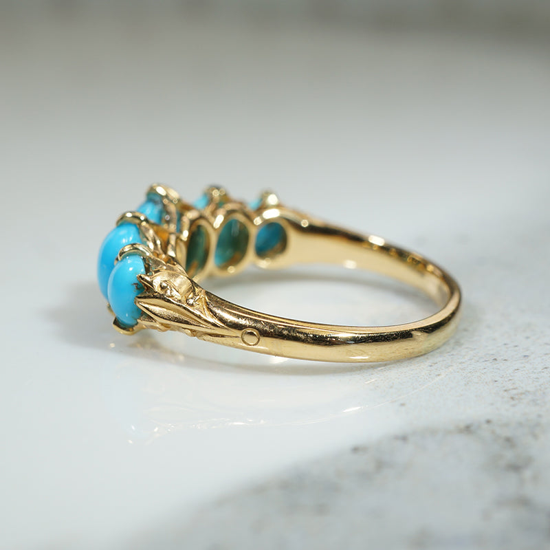Delicious Persian Turquoise 18k Gold 19thc Ring