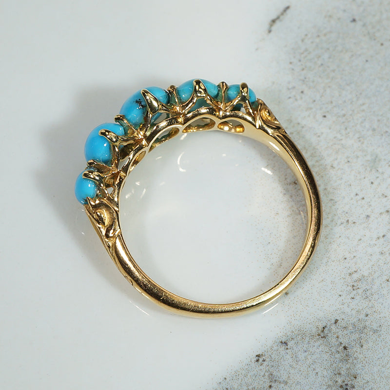 Delicious Persian Turquoise 18k Gold 19thc Ring