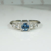 The Lotus Aquamarine and Diamond Engagement Ring