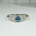 The Lotus Aquamarine and Diamond Engagement Ring