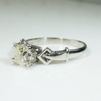 Chunky Mine Cut Pale Yellow Diamond Platinum Engagement Ring