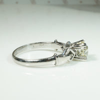 Chunky Mine Cut Pale Yellow Diamond Platinum Engagement Ring