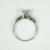 Chunky Mine Cut Pale Yellow Diamond Platinum Engagement Ring