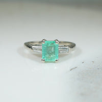 Fresh Emerald-Cut Emerald in Classic Mid Century Ring