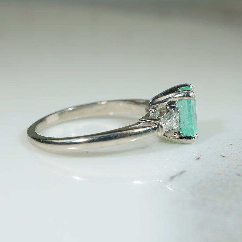 Fresh Emerald-Cut Emerald in Classic Mid Century Ring