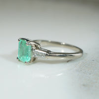 Fresh Emerald-Cut Emerald in Classic Mid Century Ring