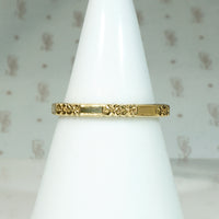 Bars & Blossoms Engraved NOS Gold Band