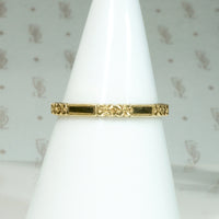 Bars & Blossoms Engraved NOS Gold Band