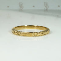 Bars & Blossoms Engraved NOS Gold Band