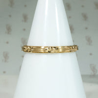 Stripes & Flowers NOS Engraved Gold Band