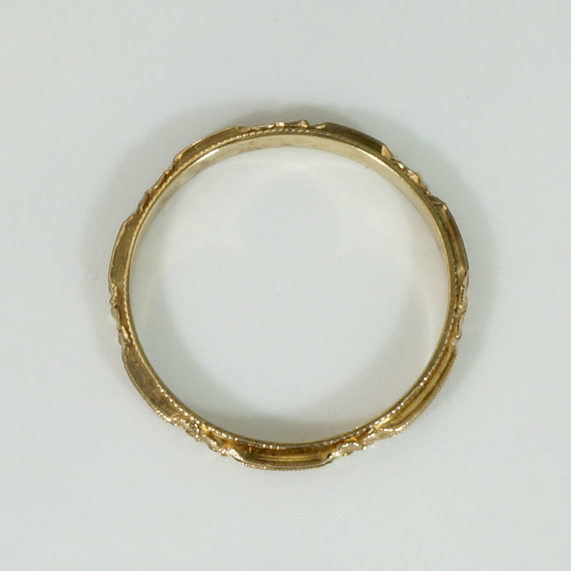 Stripes & Flowers NOS Engraved Gold Band
