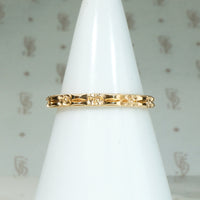 Art Deco Engraved Bars & Flowers NOS Gold Band