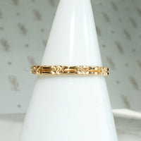 Art Deco Engraved Bars & Flowers NOS Gold Band