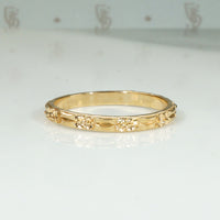Art Deco Engraved Bars & Flowers NOS Gold Band