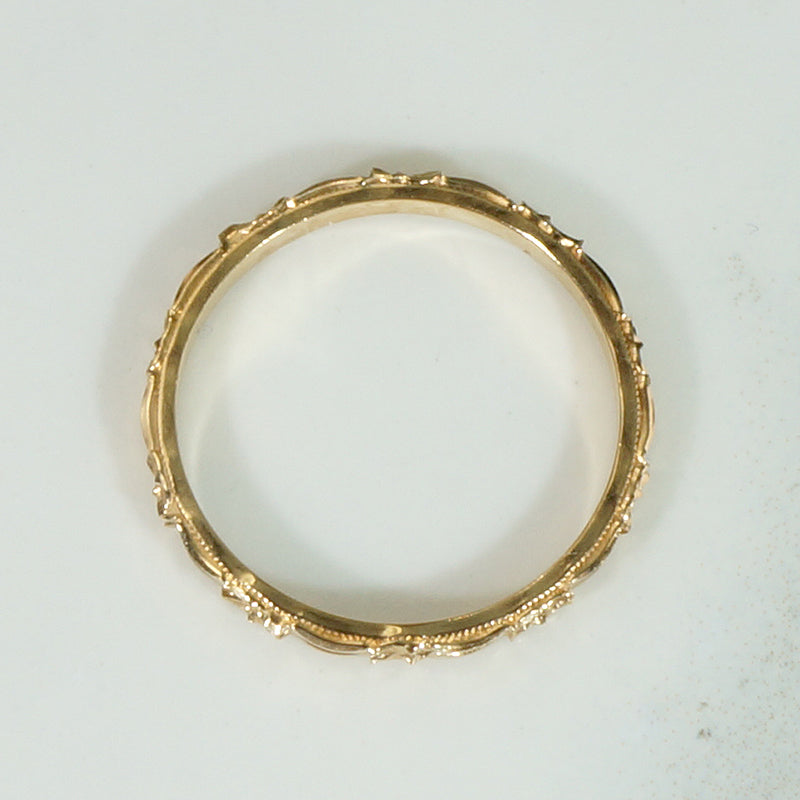 Art Deco Engraved Bars & Flowers NOS Gold Band