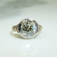 Gold Filigree 2.53 OMC Cushion Diamond Ring