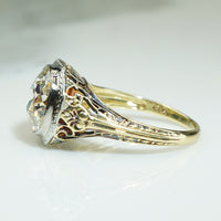 Gold Filigree 2.53 OMC Cushion Diamond Ring