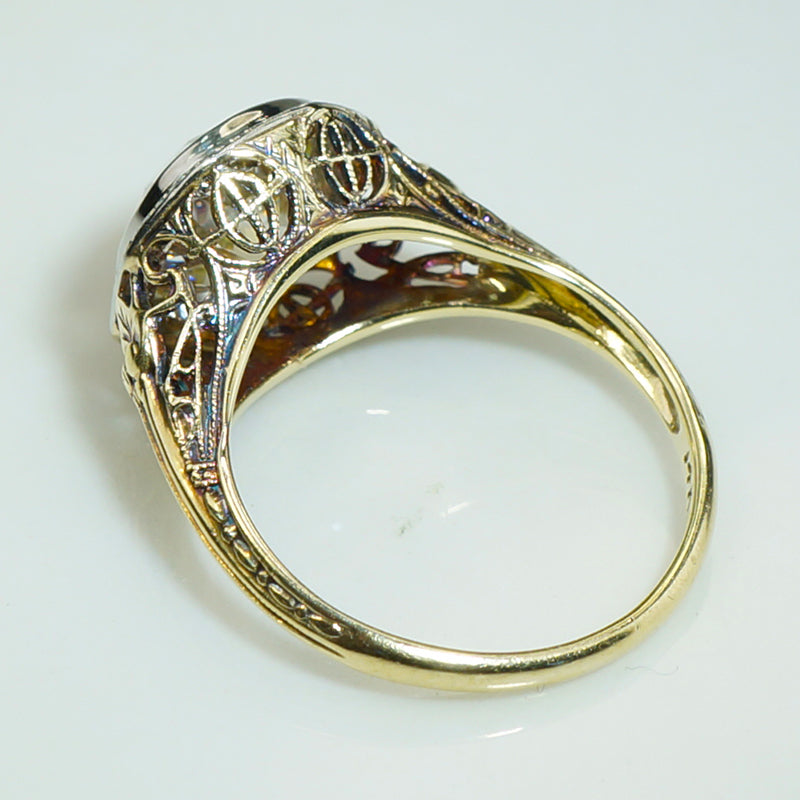 Gold Filigree 2.53 OMC Cushion Diamond Ring