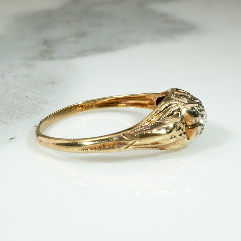 Adorable Floral 1930s Diamond Engagement Ring