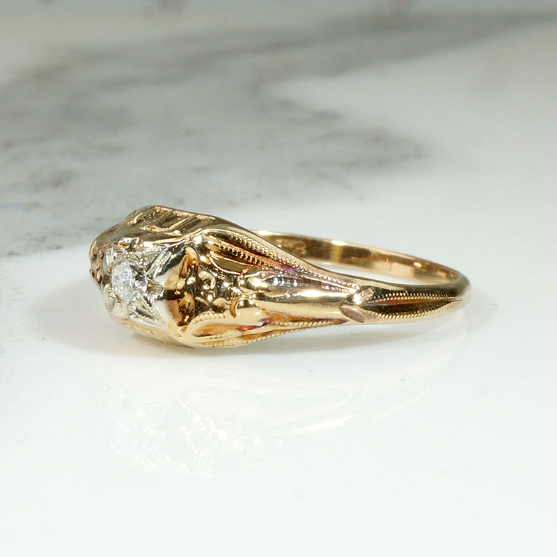 Adorable Floral 1930s Diamond Engagement Ring
