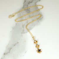 Diamond & Sapphire Set Victorian Flower Pendant