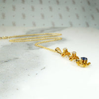 Diamond & Sapphire Set Victorian Flower Pendant