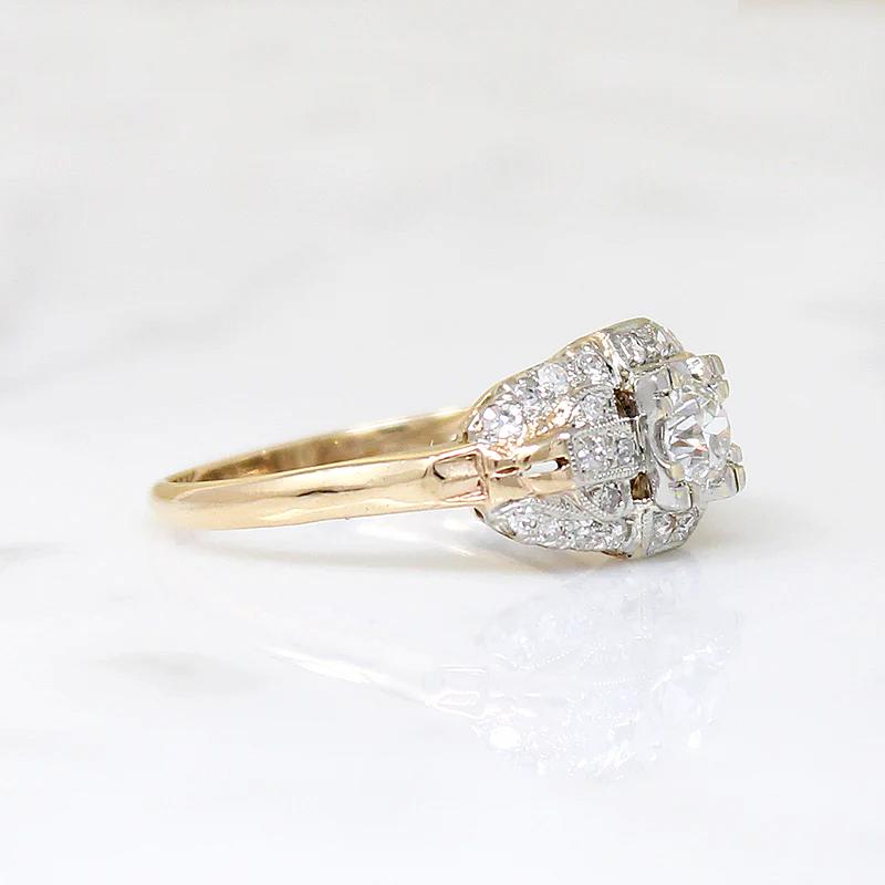 Glamorous 1930s Two-Tone Diamond Engagement Ring