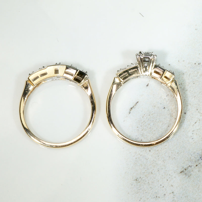New Old Stock Retro Wedding Set with Old Mine Cut Diamond