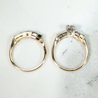 New Old Stock Retro Wedding Set with Old Mine Cut Diamond