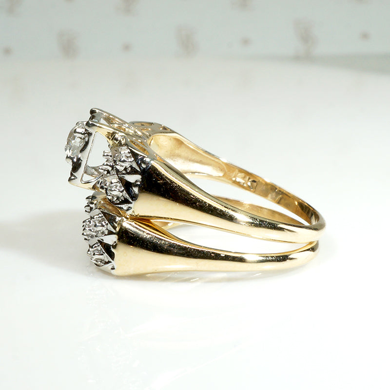 Retro New Old Stock Two-Tone Gold Wedding Set