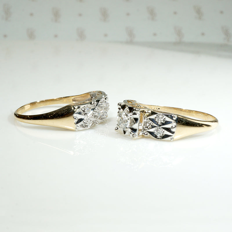 Retro New Old Stock Two-Tone Gold Wedding Set