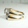 Lucky Clover NOS Old Mine Cut Diamond Two-Tone Gold Wedding Set