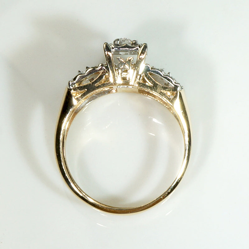 Lucky Clover NOS Old Mine Cut Diamond Two-Tone Gold Wedding Set