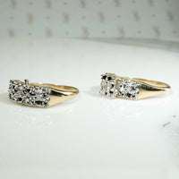 Lucky Clover NOS Old Mine Cut Diamond Two-Tone Gold Wedding Set